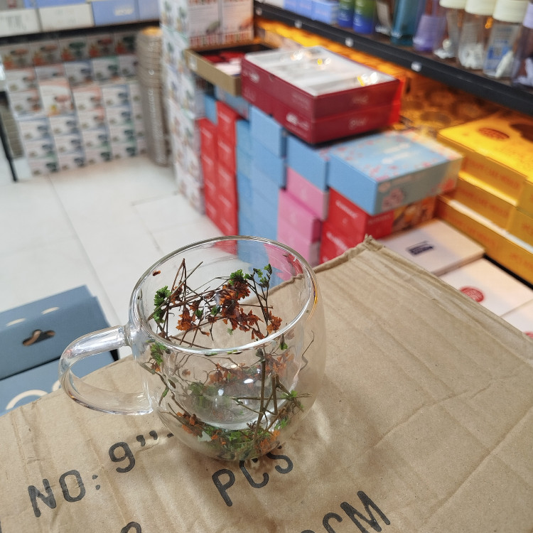 لیوان دوجداره گلدار پیرکس